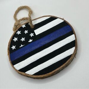 Rustic Wooden American Flag Ornament